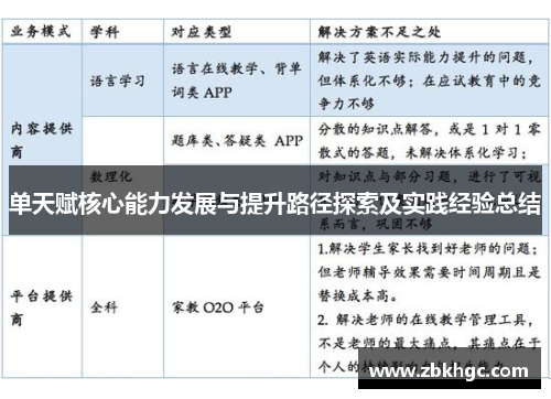 单天赋核心能力发展与提升路径探索及实践经验总结